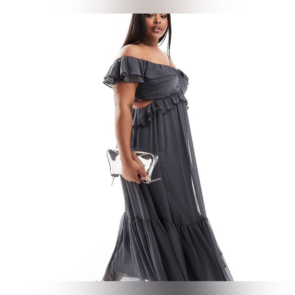 ASOS UK CURVE RUFFLE MAXI-NWOT
